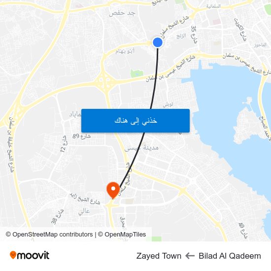 Bilad Al Qadeem to Zayed Town map