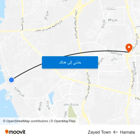 Hamala to Zayed Town map