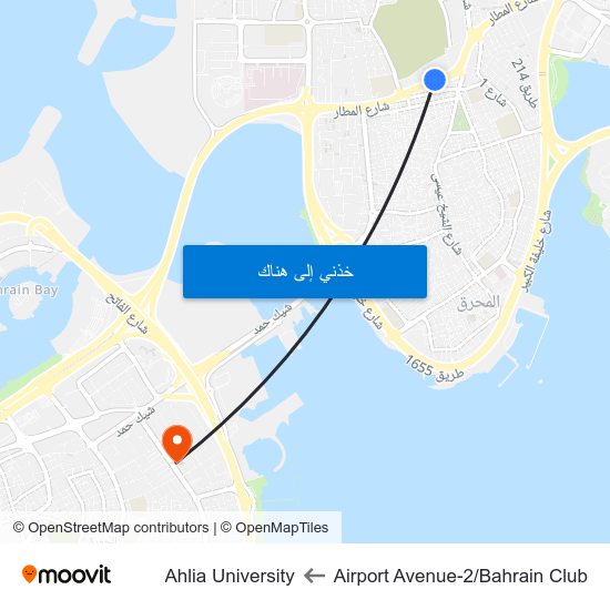 Airport Avenue-2/Bahrain Club to Ahlia University map