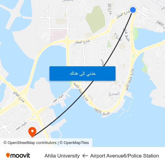 Airport Avenue6/Police Station to Ahlia University map