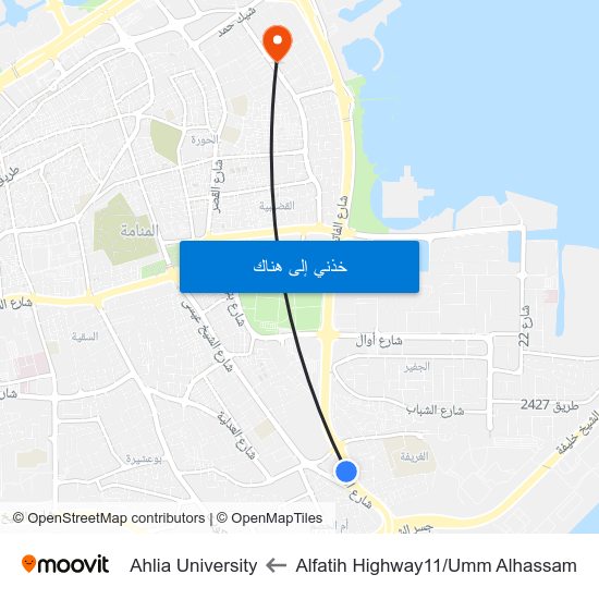 Alfatih Highway11/Umm Alhassam to Ahlia University map