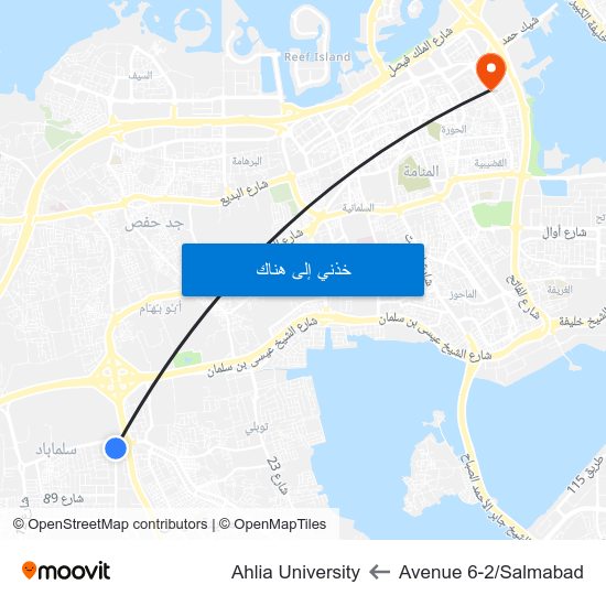 Avenue 6-2/Salmabad to Ahlia University map