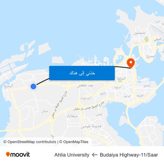 Budaiya Highway-11/Saar to Ahlia University map