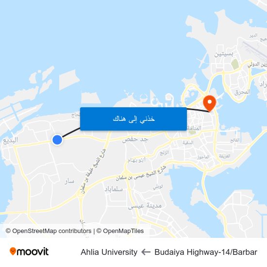 Budaiya Highway-14/Barbar to Ahlia University map