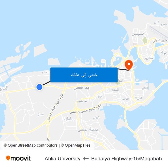 Budaiya Highway-15/Maqabah to Ahlia University map