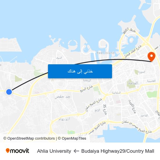 Budaiya Highway29/Country Mall to Ahlia University map