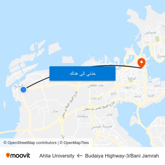 Budaiya Highway-3/Bani Jamrah to Ahlia University map