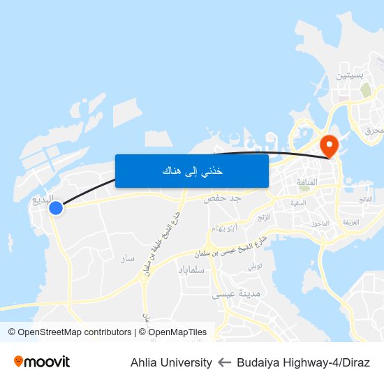 Budaiya Highway-4/Diraz to Ahlia University map