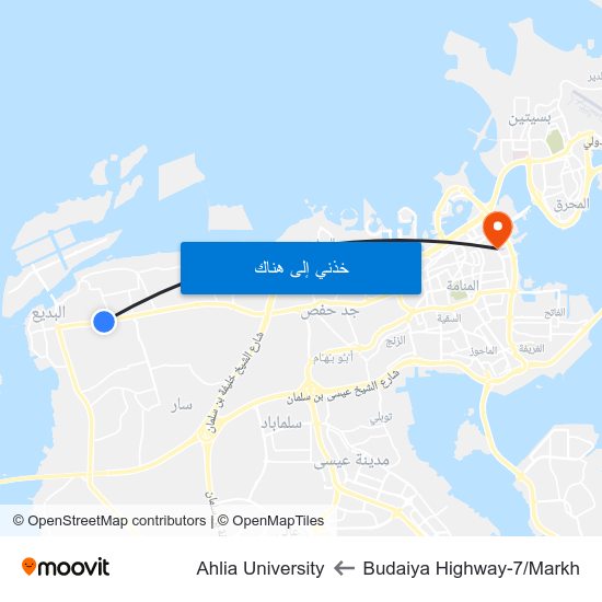 Budaiya Highway-7/Markh to Ahlia University map
