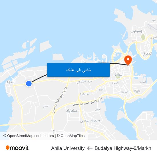 Budaiya Highway-9/Markh to Ahlia University map