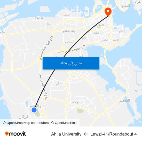 Lawzi-41/Roundabout 4 to Ahlia University map