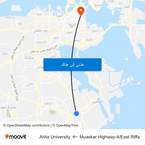 Muaskar Highway-4/East Riffa to Ahlia University map