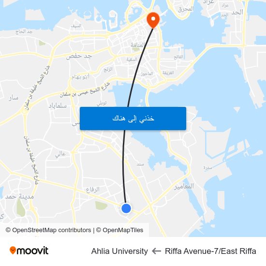 Riffa Avenue-7/East Riffa to Ahlia University map