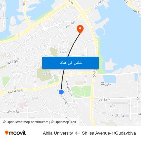 Sh Isa Avenue-1/Gudaybiya to Ahlia University map