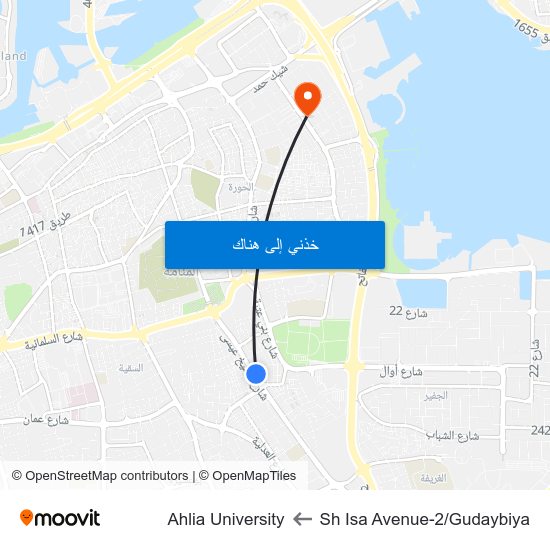 Sh Isa Avenue-2/Gudaybiya to Ahlia University map