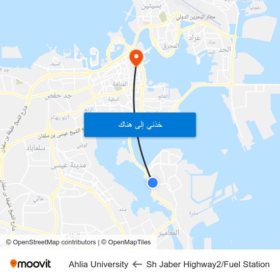 Sh Jaber Highway2/Fuel Station to Ahlia University map