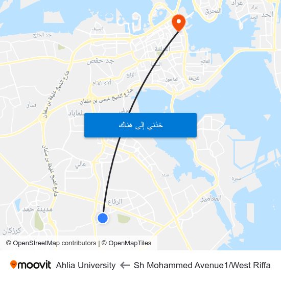 Sh Mohammed Avenue1/West Riffa to Ahlia University map