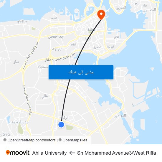 Sh Mohammed Avenue3/West Riffa to Ahlia University map