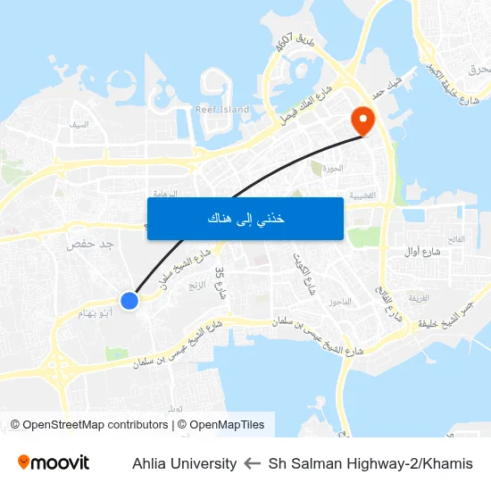 Sh Salman Highway-2/Khamis to Ahlia University map