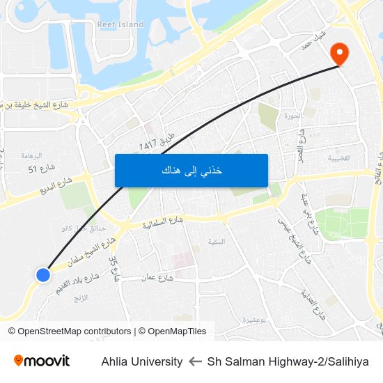 Sh Salman Highway-2/Salihiya to Ahlia University map