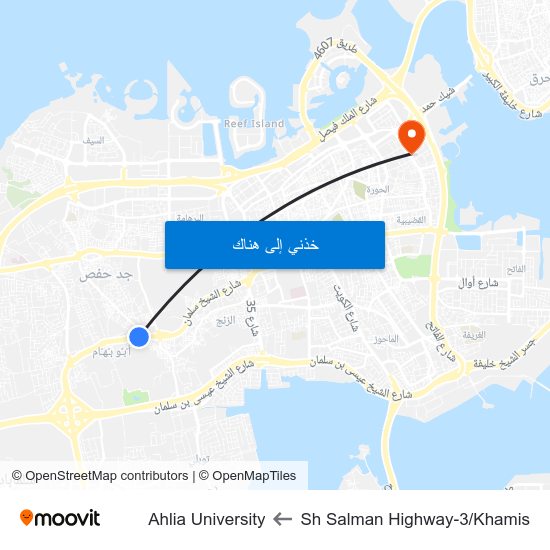 Sh Salman Highway-3/Khamis to Ahlia University map