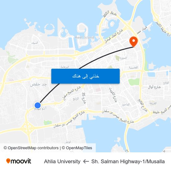 Sh. Salman Highway-1/Musalla to Ahlia University map