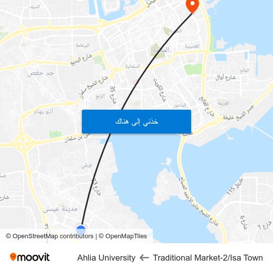 Traditional Market-2/Isa Town to Ahlia University map