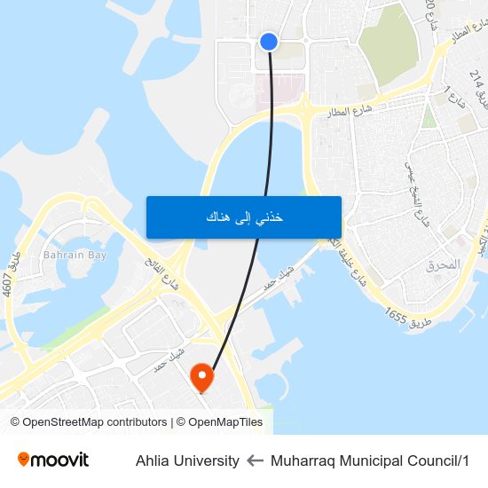 Muharraq Municipal Council/1 to Ahlia University map