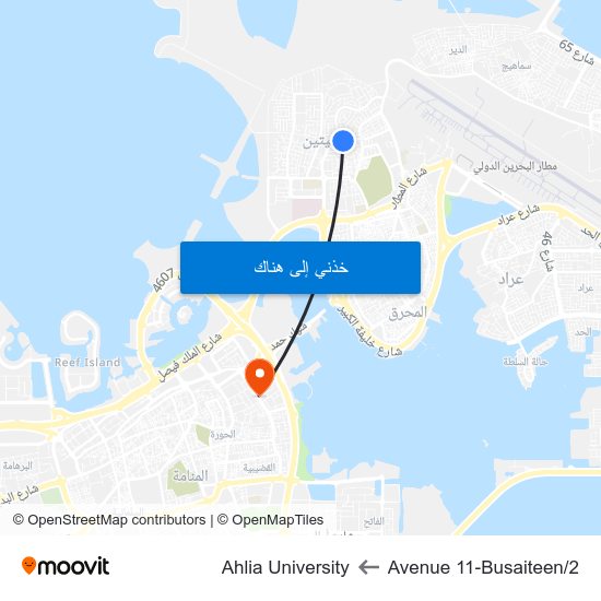 Avenue 11-Busaiteen/2 to Ahlia University map