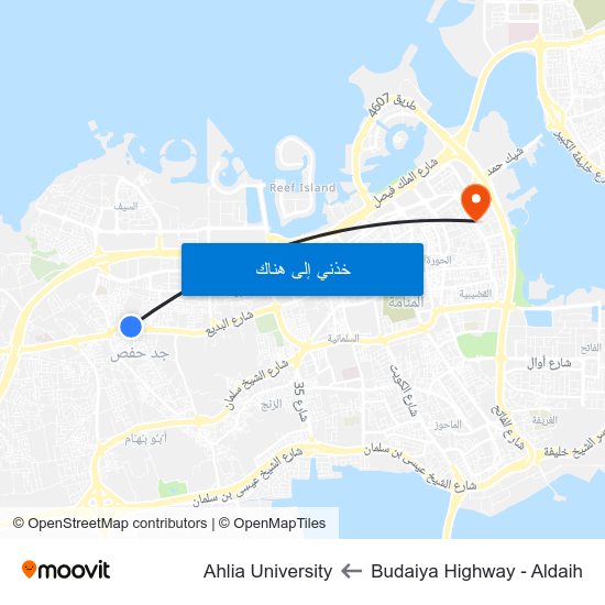 Budaiya Highway - Aldaih to Ahlia University map