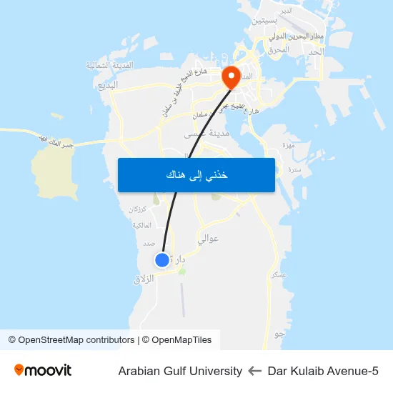 Dar Kulaib Avenue-5 to Arabian Gulf University map