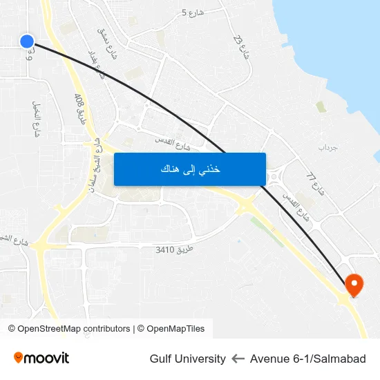 Avenue 6-1/Salmabad to Gulf University map