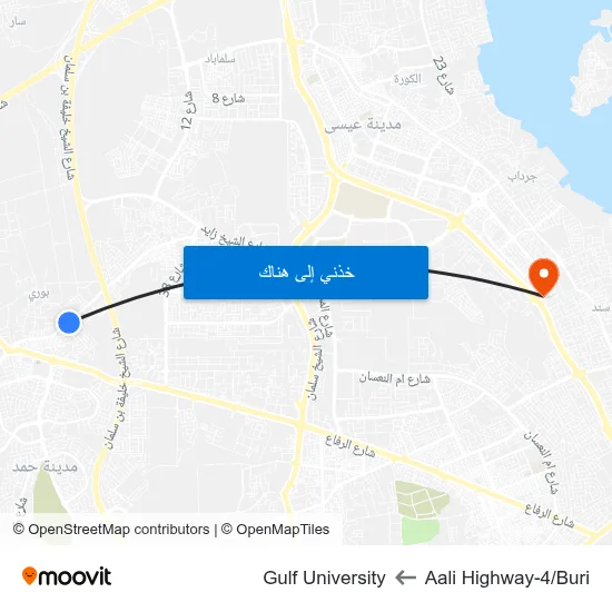 Aali Highway-4/Buri to Gulf University map