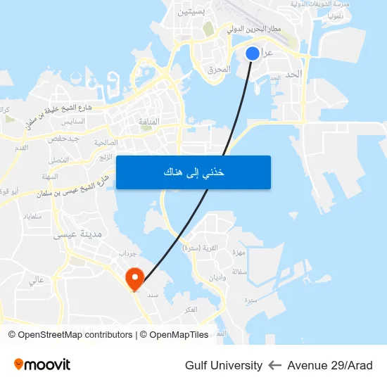 Avenue 29/Arad to Gulf University map
