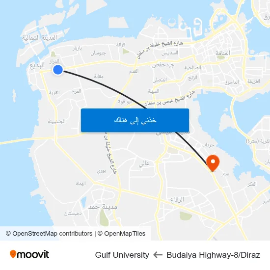Budaiya Highway-8/Diraz to Gulf University map