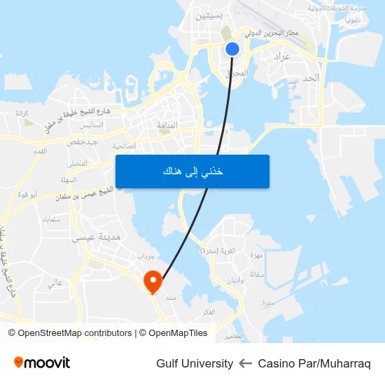 Casino Par/Muharraq to Gulf University map