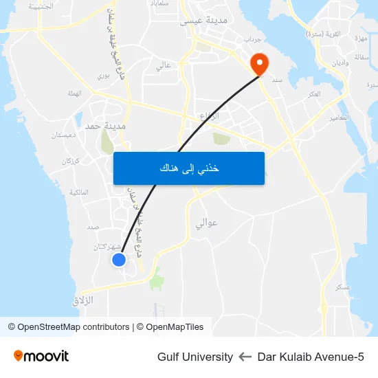 Dar Kulaib Avenue-5 to Gulf University map