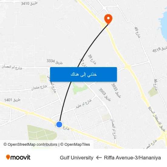 Riffa Avenue-3/Hananiya to Gulf University map