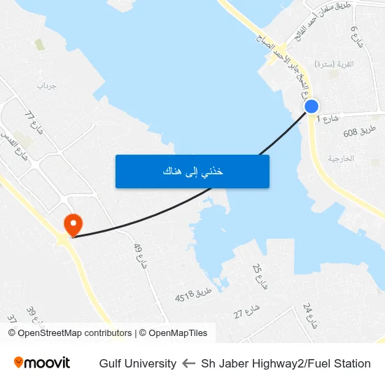 Sh Jaber Highway2/Fuel Station to Gulf University map