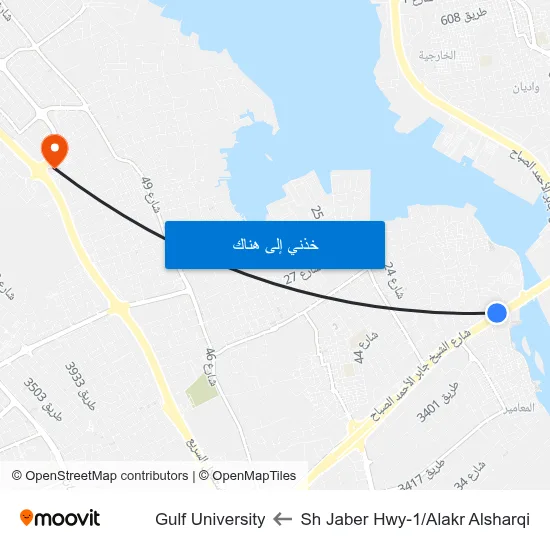 Sh Jaber Hwy-1/Alakr Alsharqi to Gulf University map
