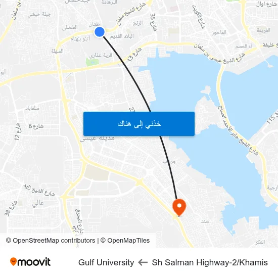 Sh Salman Highway-2/Khamis to Gulf University map