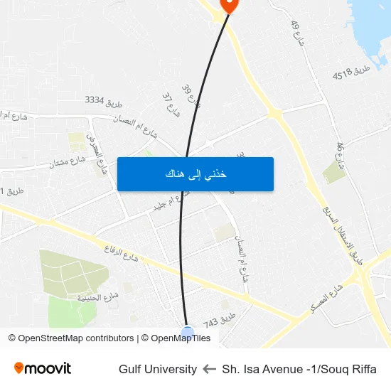 Sh. Isa Avenue -1/Souq Riffa to Gulf University map