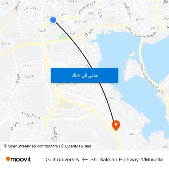 Sh. Salman Highway-1/Musalla to Gulf University map