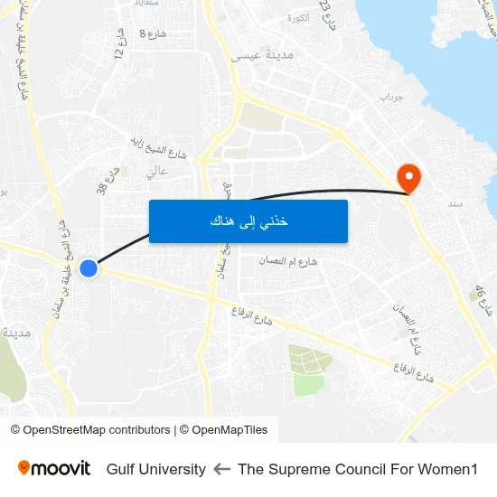 The Supreme Council For Women1 to Gulf University map