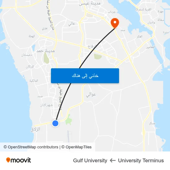 University Terminus to Gulf University map