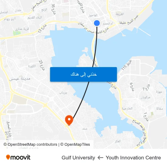 Youth Innovation Centre to Gulf University map