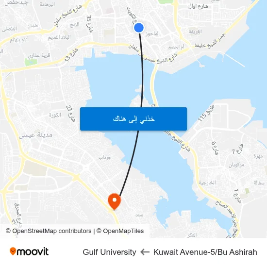 Kuwait Avenue-5/Bu Ashirah to Gulf University map