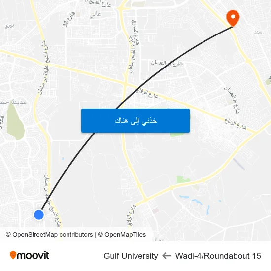 Wadi-4/Roundabout 15 to Gulf University map