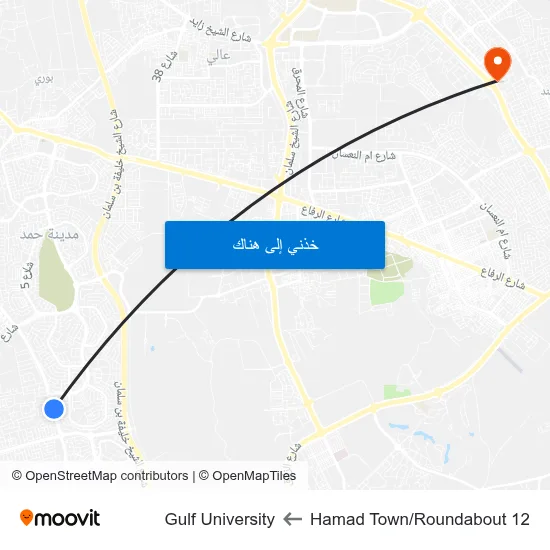 Hamad Town/Roundabout 12 to Gulf University map
