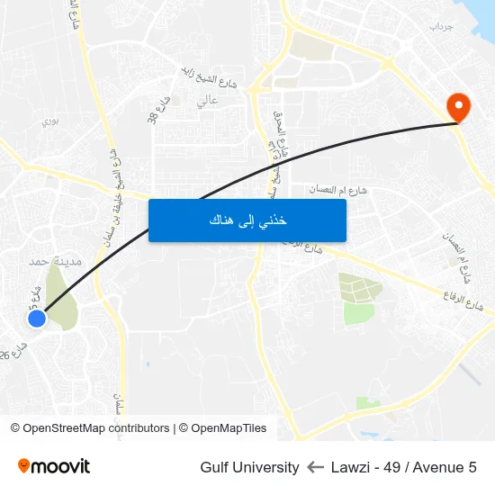 Lawzi - 49 / Avenue 5 to Gulf University map